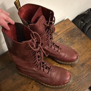 Dr Marten 1B99 Virginia Leather Mid-Calf Boots in Shiraz Red